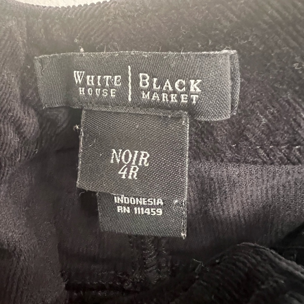 White House black market noir slim leg black corduroy pants size 4R - Picture 4 of 6